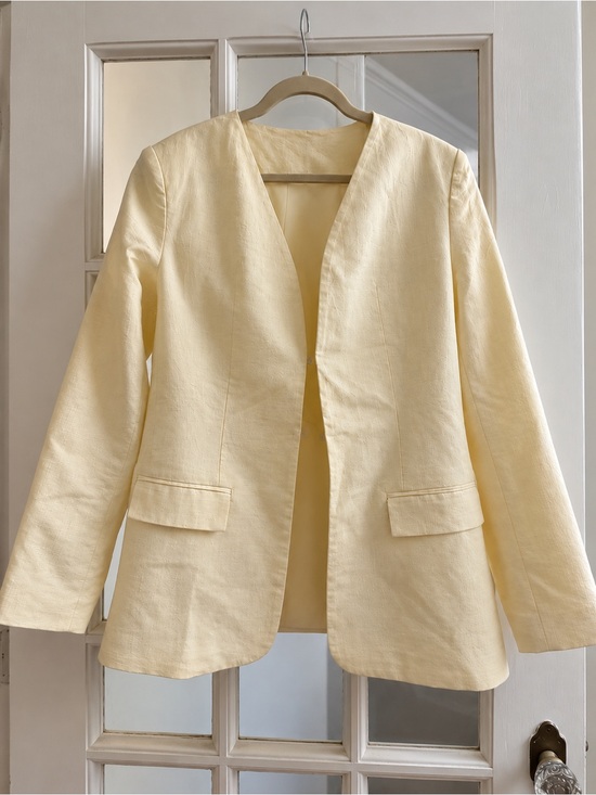 Commense Jackets & Blazers - COMMENSE Butter Yellow Collarless Blazer Size S NWT